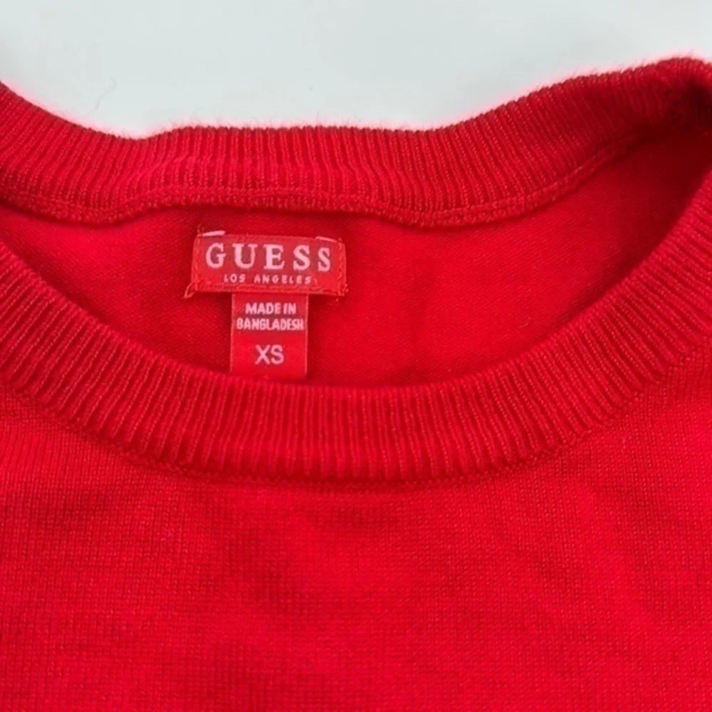 UEC Guess logo large stripe red sweater XS